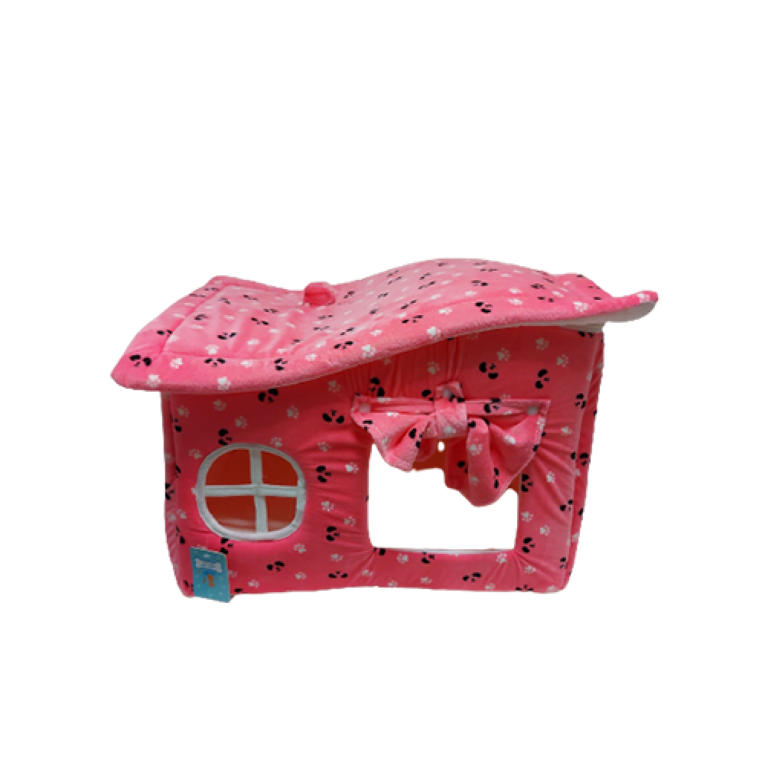 كوخ قماش شكل بيت للقطط (ألوان متعددة)