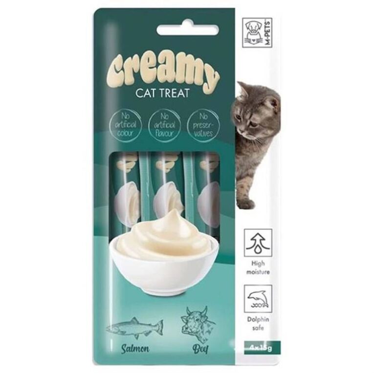 مكافئات M-pets بالسالمون واللحم البقري 4×15 جرام